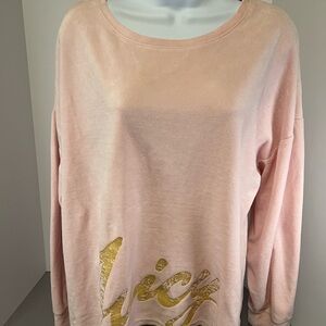 Juicy Couture Rose Shadow Pink Oversized Sweatshirt Size Medium Small Spots